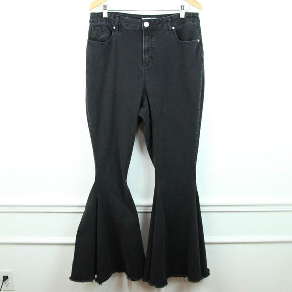 ARULA Denim - Arula Womens 16 High Rise Flare Bell Bottom Black Jeans Star Boho Western Hippy